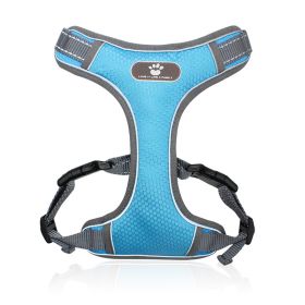 dog Harnesses; Pet Traction Rope Mesh Breathable Big Dog Chest Strap Vest Reflective Dog Rope Spot Wholesale (Colour: Light blue, Specification (L * W): M (12-32 kg))