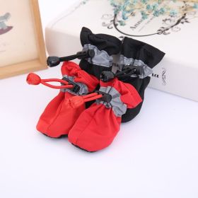 4pcs Dog Shoes; Large Pet Waterproof Chihuahua Anti-slip Boots Puppy Cat Socks Botas S/M/L/XL (Color: Red, size: l)