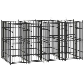 Outdoor Dog Kennel Steel 79.3 ft² (Color: Black)