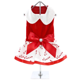 Christmas Candy Cane Dress and Matching Leash (size: small)