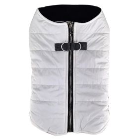 Zip-up Dog Puffer Vest (Color: White, size: X-Small)